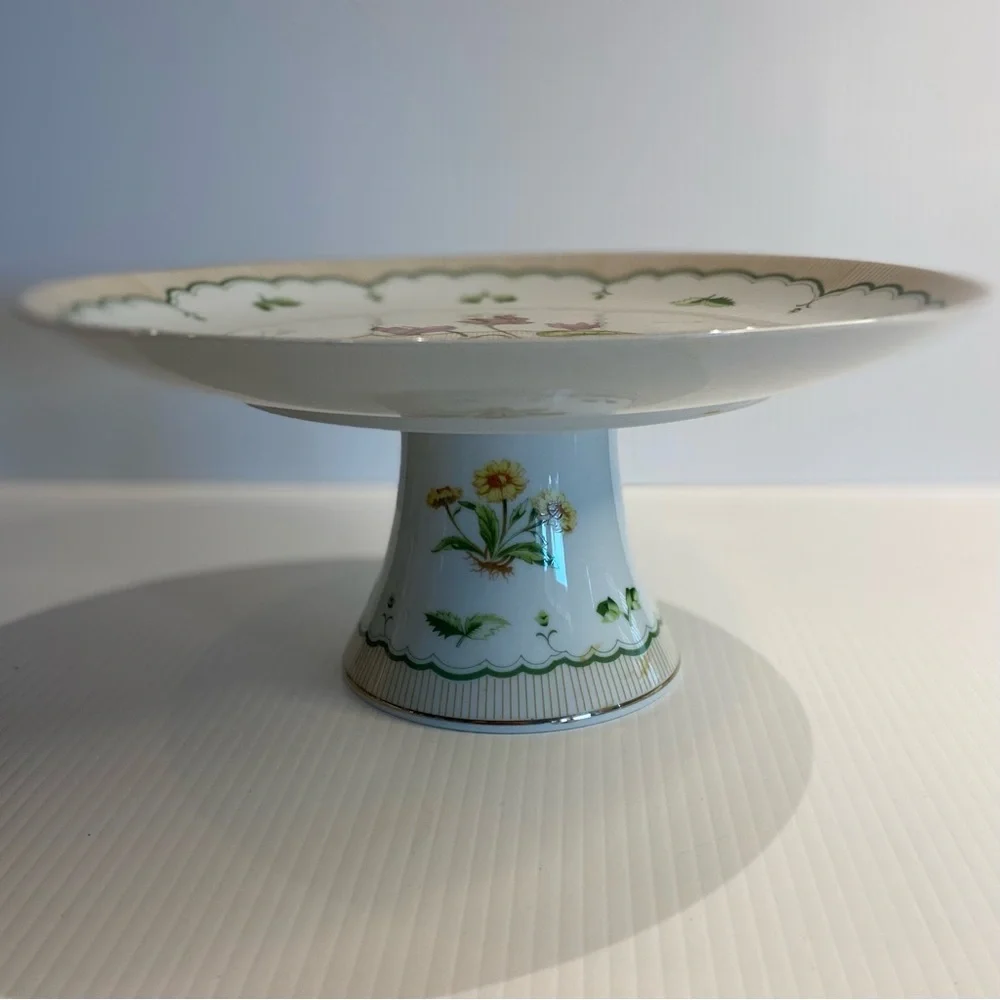 Vintage Georges Briard Mid-Century Victorian Garden Pedestal Cake Stand w/server